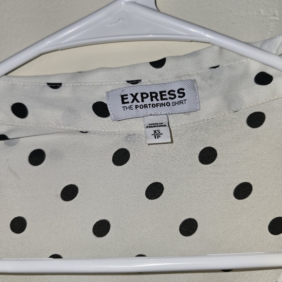 Express White and Black Polka Dot Blouse - Picture 2 of 3